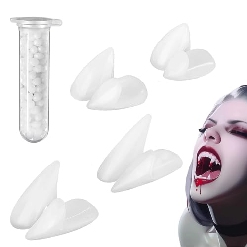 Vampir Zähne, 4 Paar Halloween Vampirzähne Gebiss Fangs Kit, 4 Größen Vampir Fangs Gefälschte mit 1 Rohr Zähne Pellets Klebstoff für Cosplay Party Requisiten Halloween Gefälligkeiten Vampir Zähne, 4 Paar Halloween Vampirzähne Gebiss Fangs Kit, 4 Größen Vampir Fangs Gefälschte mit 1 Rohr Zähne Pellets Klebstoff für Cosplay Party Requisiten Halloween Gefälligkeiten von Chuankefanxing