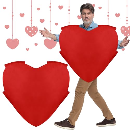 Chuarry Valentinstagskostüm, Herz-Kostüm für Erwachsene, Valentinstag, Jahrestag, Partyzubehör für Damen und Herren, Rot/Ausflug, einfarbig (Getaway Solids), L von Chuarry