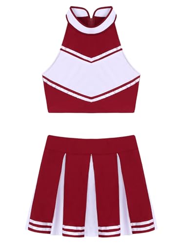 Chukamalilayi Cheerleading-Kostüm für Damen, musikalische Uniform, Erwachsenenkostüm, Cheerleader-Kostüm, Outfits (Weinrot, XL) von Chukamalilayi