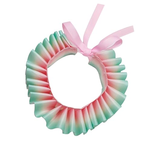 Chukamalilayi Elisabethanischer Fake-Kragen, viktorianischer Hals, Rüschenkragen, Vintage-Stil, Organza, Hals-Rüschen, für Cosplay-Kostüme (Rosa-Grün, Einheitsgröße) von Chukamalilayi