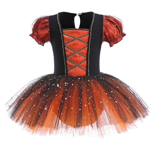 Chukamalilayi Kleinkind Mädchen Prinzessin Ballerina Tutu Kleid Rapunzel Sofia Schneewittchen Frozen ELSA Verkleidung Karneval Halloween (Hexe (Orange), 140) von Chukamalilayi