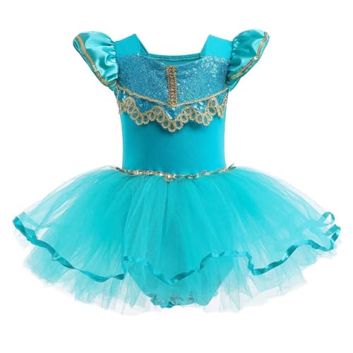 Chukamalilayi Kleinkind Mädchen Prinzessin Ballerina Tutu Kleid Rapunzel Sofia Schneewittchen Frozen ELSA Verkleidung Karneval Halloween (Jasmin, 130) von Chukamalilayi