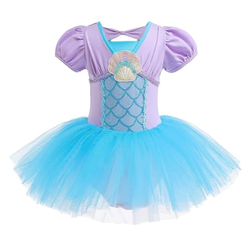 Chukamalilayi Kleinkind Mädchen Prinzessin Ballerina Tutu Kleid Rapunzel Sofia Schneewittchen Frozen ELSA Verkleidung Karneval Halloween (Meerjungfrau, 130) von Chukamalilayi