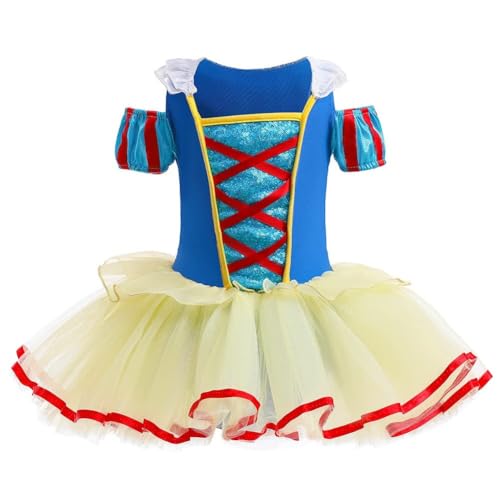 Chukamalilayi Kleinkind Mädchen Prinzessin Ballerina Tutu Kleid Rapunzel Sofia Schneewittchen Frozen ELSA Verkleidung Karneval Halloween (Schneeweiß 002, 140) von Chukamalilayi