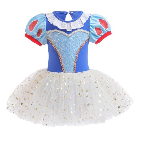 Chukamalilayi Kleinkind Mädchen Prinzessin Ballerina Tutu Kleid Rapunzel Sofia Schneewittchen Frozen ELSA Verkleidung Karneval Halloween (Schneeweiß 005, 140) von Chukamalilayi