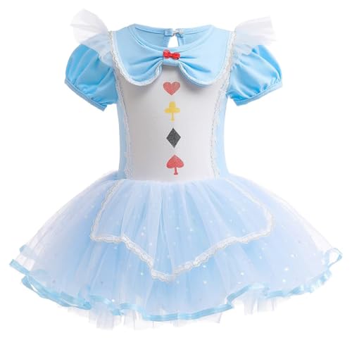 Chukamalilayi Kleinkind Mädchen Prinzessin Ballerina Tutu Kleid Rapunzel Sofia Schneewittchen Frozen ELSA Verkleidung Karneval Halloween Kostüm (Alice 003, 120) von Chukamalilayi