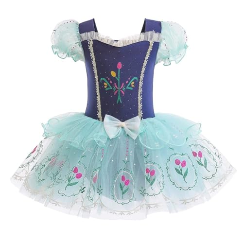 Chukamalilayi Kleinkind Mädchen Prinzessin Ballerina Tutu Kleid Rapunzel Sofia Schneewittchen Frozen ELSA Verkleidung Karneval Halloween Kostüm (Anna 002, 120) von Chukamalilayi