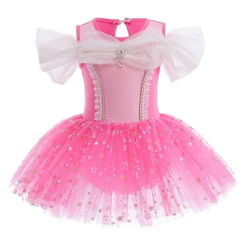 Chukamalilayi Kleinkind Mädchen Prinzessin Ballerina Tutu Kleid Rapunzel Sofia Schneewittchen Frozen ELSA Verkleidung Karneval Halloween Kostüm (Aurora 002, 120) von Chukamalilayi