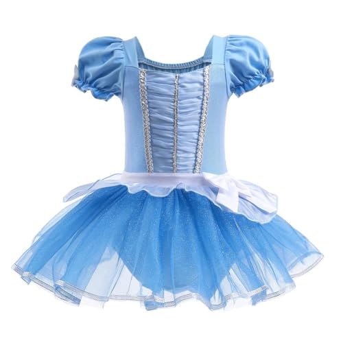 Chukamalilayi Kleinkind Mädchen Prinzessin Ballerina Tutu Kleid Rapunzel Sofia Schneewittchen Frozen ELSA Verkleidung Karneval Halloween Kostüm (Cinderella 002, 120) von Chukamalilayi