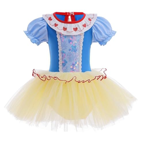 Chukamalilayi Kleinkind Mädchen Prinzessin Ballerina Tutu Kleid Rapunzel Sofia Schneewittchen Frozen Elsa Verkleidung Karneval Halloween (Schneeweiß 001, 130) von Chukamalilayi