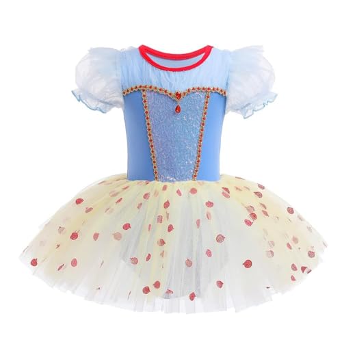 Chukamalilayi Kleinkind Mädchen Prinzessin Ballerina Tutu Kleid Rapunzel Sofia Schneewittchen Frozen Elsa Verkleidung Karneval Halloween (Schneeweiß 004, 100) von Chukamalilayi
