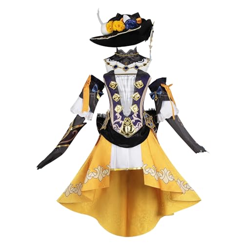 Chukamalilayi Navia/Kamisato/Kaveh Spielfigur Anime Kostüm Rollenspiel Peripherie Cosplay Kostüm Halloween Anime Uniform Set Perücke/Kleid Set Comic-Con Maskerade (typ1, 3XL) von Chukamalilayi