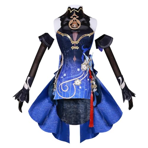 Ganyu Sea Lantern Festival Neue Haut Kleid Rock Kleidung Spiel Peripherie Charakter Gleiche Cosplay Vollkostüm Perücke Kleid Set Maskerade Kleid Comic Con Abschlussballkleider (TYP1, S) von Chukamalilayi