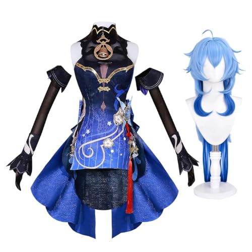 Ganyu Sea Lantern Festival Neue Haut Kleid Rock Kleidung Spiel Peripherie Charakter Gleiche Cosplay Vollkostüm Perücke Kleid Set Maskerade Kleid Comic Con Abschlussballkleider (TYP2, S) von Chukamalilayi