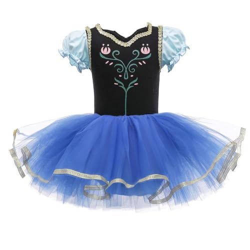 Kleinkind Mädchen Prinzessin Ballerina Tutu Kleid Rapunzel Sofia Schneewittchen Frozen Elsa Verkleidung Karneval Halloween Kostüm (003 Schwarz & Blau, 110) von Chukamalilayi