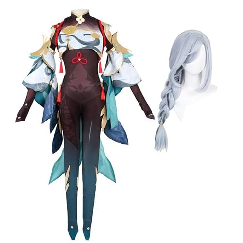 Shenhe Black Cheongsam Attire for Sea Lantern Festival Game Peripheral Shenhe Charakter mit dem gleichen Cosplay Full Costume Masquerade Comic-Con Dress Anime Game Fan's Gift (typ4, 3XL) von Chukamalilayi