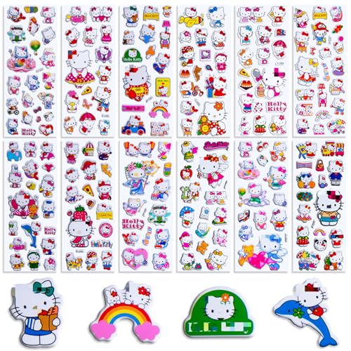 12 Stück Kitty Aufkleber, 3d Puffy Sticker Mädchen, Aufkleber Wasserfest, Kinder Sanlio Sticker Set Mitgebsel Kindergeburtstag Gastgeschenke für Skateboards, Bottle, Tablets, Schultaschen, Türen 12 Stück Kitty Aufkleber, 3d Puffy Sticker Mädchen, Aufkleber Wasserfest, Kinder Sanlio Sticker Set Mitgebsel Kindergeburtstag Gastgeschenke für Skateboards, Bottle, Tablets, Schultaschen, Türen von Chukua