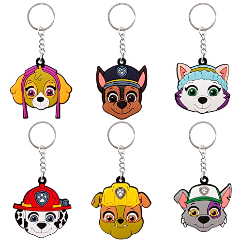 Chukua 6Pcs Dog Schlüsselanhänger Kinder Figuren Key Ring Hund Patrol Schlüsselringe Silikon Anime Schlüsselbund Anhänger für Geburtstag Party Mitgebsel Kindergeburtstag Dekoration Fans Spielzeug von Chukua