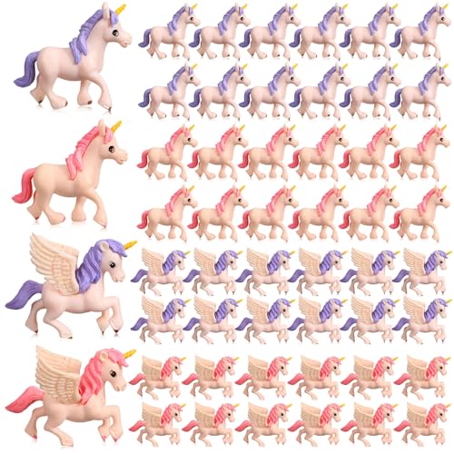 Chunful Mini Einhorn Lovely Flying Horse Unicorn Figur Kuchen Topper Kuchen Dekoration Miniatur Figuren Geburtstag Kuchen Topper für Thema Babyparty Geburtstag Party Dekorationen (48 Stück) von Chunful