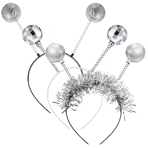Chunyin 3 Stück Alien Haarreife mit Ball Marsmensch Antennen Stirnbänder mit Boppers Alien Kopfschmuck mit Kugeln für Karneval Halloween, Silber Chunyin 3 Stück Alien Haarreife mit Ball Marsmensch Antennen Stirnbänder mit Boppers Alien Kopfschmuck mit Kugeln für Karneval Halloween, Silber von Chunyin