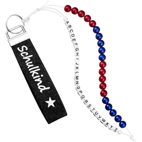 Chunyin Schulkind Einschulung Geschenk Filz Schlüsselanhänger ABC Rechenkette Zählkette bis 20 für Kinder 26 Alphabet Perlen Set Schultüte Füllung Schulanfang Geschenk für Mädchen Jungen (Grau) von Chunyin