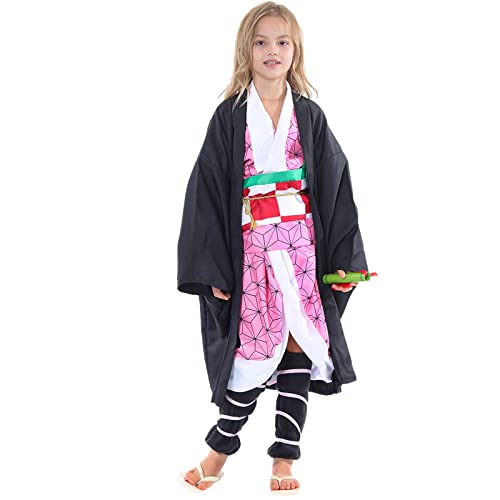 Churgold Anime Cosplay Costume Pink Kimono Outfit Halloween Carnival Cosplay Outfit for Kids Adults von Churgold