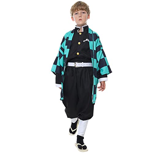 Churgold Anime Cosplay Costume Green Kimono Outfit Halloween Carnival Cosplay Outfit for Kids Adults von Churgold