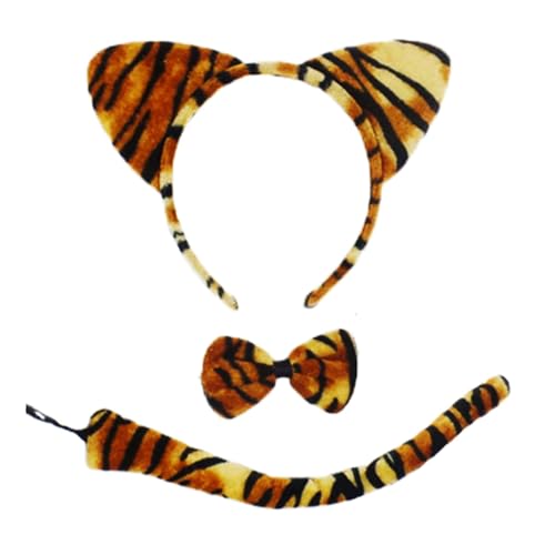 Chyuxinda 3er Tier Tiger Kostüm Tigerenohren Stirnband Schwanz und Fliege für Tierkostüm Cosplay Geburtstagsparty Halloween Partyzubehör Karneval Chyuxinda 3er Tier Tiger Kostüm Tigerenohren Stirnband Schwanz und Fliege für Tierkostüm Cosplay Geburtstagsparty Halloween Partyzubehör Karneval von Chyuxinda