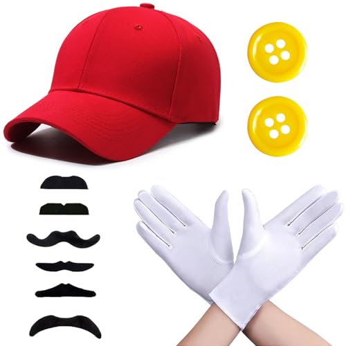 Chyuxinda Cosplay Kostüm mit Handschuhen Schnurrbart Mütze Knöpfen Erwachsene Outfit für Halloween Party Fasching Karneval von Chyuxinda