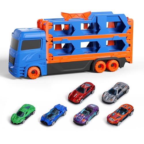 Auto Spielzeug für 2 3 4 5 6 Jahre alt Jungen, Transport LKW Auto Spielzeug 61-Zoll-Rennstrecke für Jungen Kinder, Kleinkind Auto Spielzeug Geburtstag Geschenk von Ci Vetch