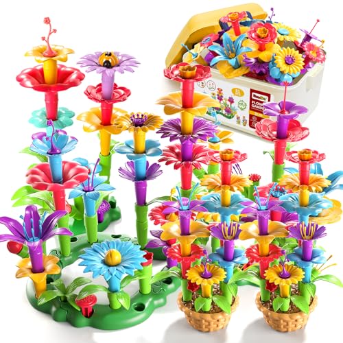 Ci Vetch Mädchen Spielzeug für 3 4 5 6 Jahre alte, 81 PCS Blumengartengebäude Spielzeug Set, DIY-Plug-In-Spiel für Mädchen Kinder Geburtstag Geschenke von Ci Vetch