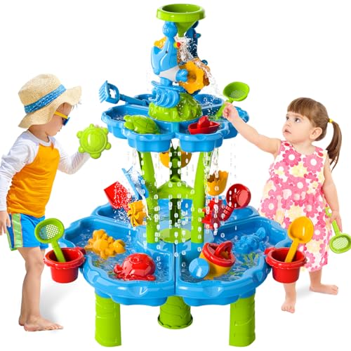 Ci Vetch Bennol Kinder Wassertisch für Kleinkinder 3-5, 2-Tier Wassertisch Outdoor Spielzeug für Kleinkinder Jungen Mädchen, Wasser Sand Aktivität Tische Sommer Spielzeug für Kleinkinder Alter 3-5 von Ci Vetch