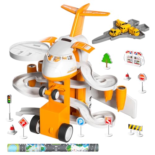 Flugzeugkonstruktion Flugzeug Spielzeug für Jungen 2+, Flugzeugspielzeug für Kinder 3-5, Garage Parkplatz Playset, Kleinkind Junge Spielzeug Vorschule Geburtstag Geschenk für 3 4 5 6 Jahre alt von Ci Vetch
