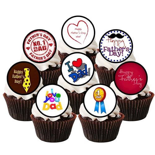 48 Fathers Day, Vatertag, Essbare PREMIUM Dicke GEZUCKERTE Vanille, Reispapier Mini Cupcake Toppers, Cake Pops, Cookies für Wafer 48 Fathers Day, Vatertag, Essbare PREMIUM Dicke GEZUCKERTE Vanille, Reispapier Mini Cupcake Toppers, Cake Pops, Cookies für Wafer von Cian's Cupcake Toppers Ltd