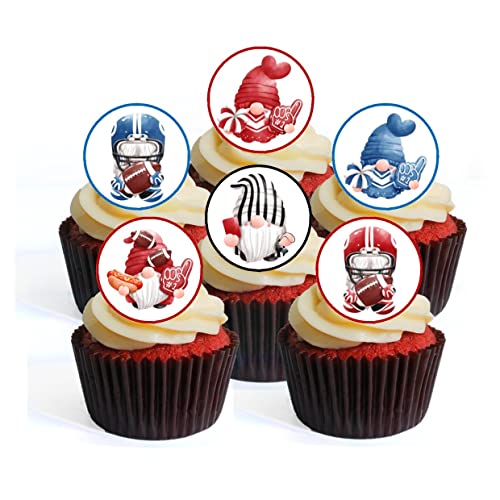 24 American Football Knomes Cupcake Toppers, Rot & Blau Fußball Thema, Knome Thema, Premium Dicke Sweeted Vanilla Wafer Cake Decorations 24 American Football Knomes Cupcake Toppers, Rot & Blau Fußball Thema, Knome Thema, Premium Dicke Sweeted Vanilla Wafer Cake Decorations von Cians Cupcake Toppers