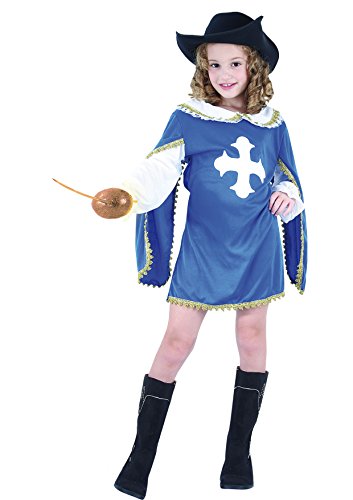Blumen Paulo-Musketeera Mädchen Kostüm, Blau, L (7-9 Jahre), 61217.L von Ciao