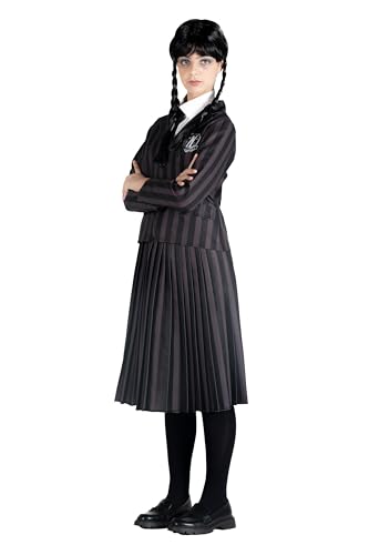 Ciao- Wednesday Addams Nevermore Academy school uniform costume disguise fancy dress girl official Wednesday (Size M) with wig von Ciao