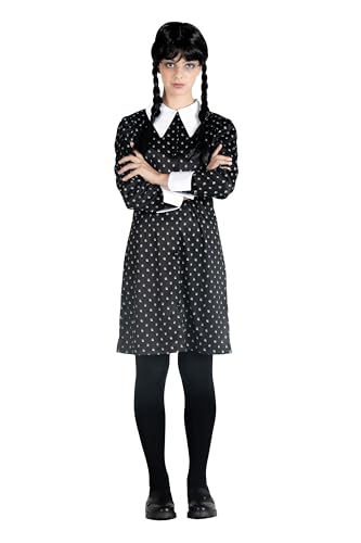 Ciao 11322.M Wednesday Addams Costume Fancy Dress Girl Official with Wig Disguise, Black, White, Size M von Ciao