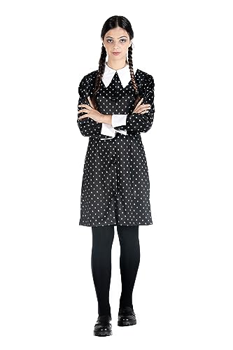 Ciao - Wednesday Addams Original Wednesday Girl's Disguise Kostümkleid für Mädchen, 12 Jahre, Schwarz/Weiß von Ciao