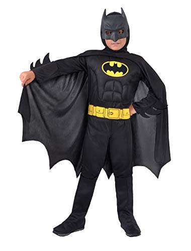 Ciao Batman Dark Knight costume disguise boy official DC Comics (Size 8-10 years) with padded muscles, Schwarz von Ciao