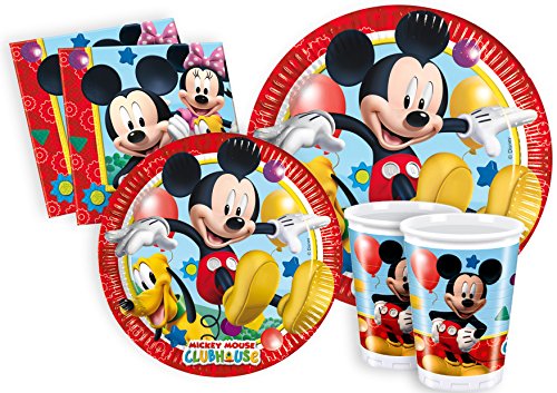 Ciao 17171 Disney Mickey Mouse Partygeschirr Set Personen, Einfarbig, Mehrfarbig, 24 People von Ciao