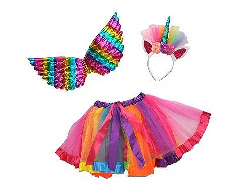 Ciao- Rainbow Unicorn disguise kit (tutu skirt, wings, tiara with horn), multicolor Ciao- Rainbow Unicorn disguise kit (tutu skirt, wings, tiara with horn), multicolor von Ciao
