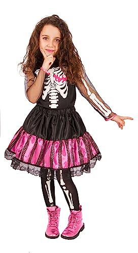 Ciao- Punk Skeletrina Skeleton costume disguise girl (Size 5-7 years) with printed pantyhose von Ciao