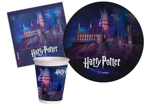 Ciao AZ053 Partygeschirr Party-Set Harry Potter (Pappteller, Bucher, Servietten), Multicolor, 8 persone von Ciao