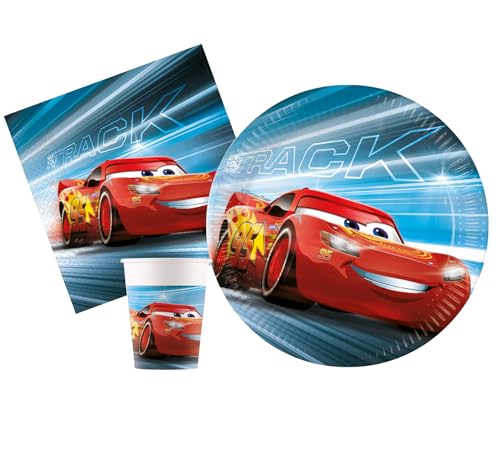 Ciao AZ084 Party-Set Disney Cars Victory is Mine Personen (88-teilig Teller Ø23 cm, 24 Becher 200 ml, 40 Servietten 33 x 33 cm), Mehrfarbig von Ciao