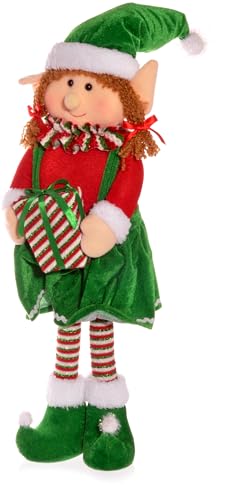 Ciao Christmas Elf Female (60cm) Puppet Decoration in Polyester, red and Green von Ciao
