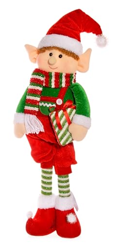 Ciao Christmas Elf Male (60cm) Puppet Decoration in Polyester, red and Green von Ciao