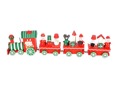 Ciao Christmas Train (25cm: Locomotive + 3 Wagons) Wooden Decoration, red/Green von Ciao