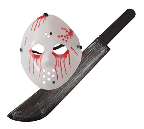 Kit Hockey Bloody Friday J13 (blutige Maske + Machete 55cm) von Ciao