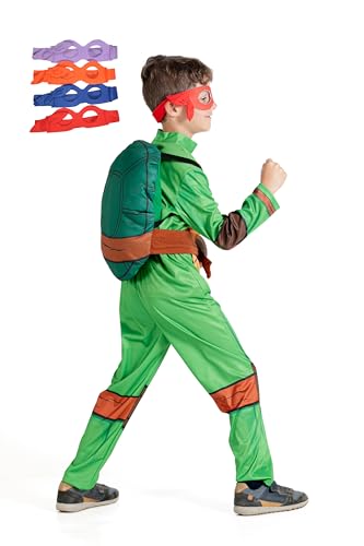 Ciao- Ninja Turtle costume disguise fancy dress boy official TMNT Teenage Mutant Ninja Turtles (Size 5-7 years) with padded shell and interchangeable masks von Ciao